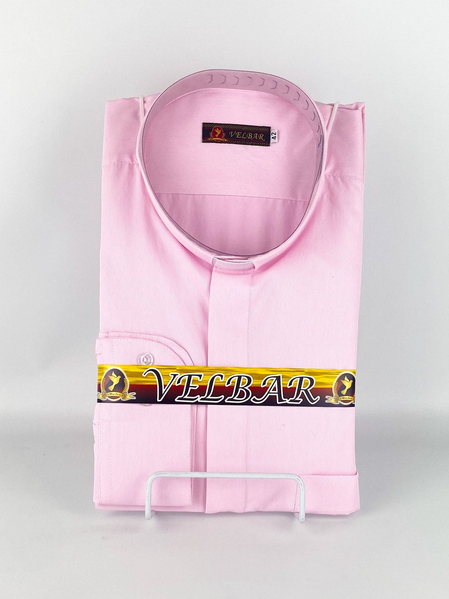 Camisa Clerical rosada texturizada