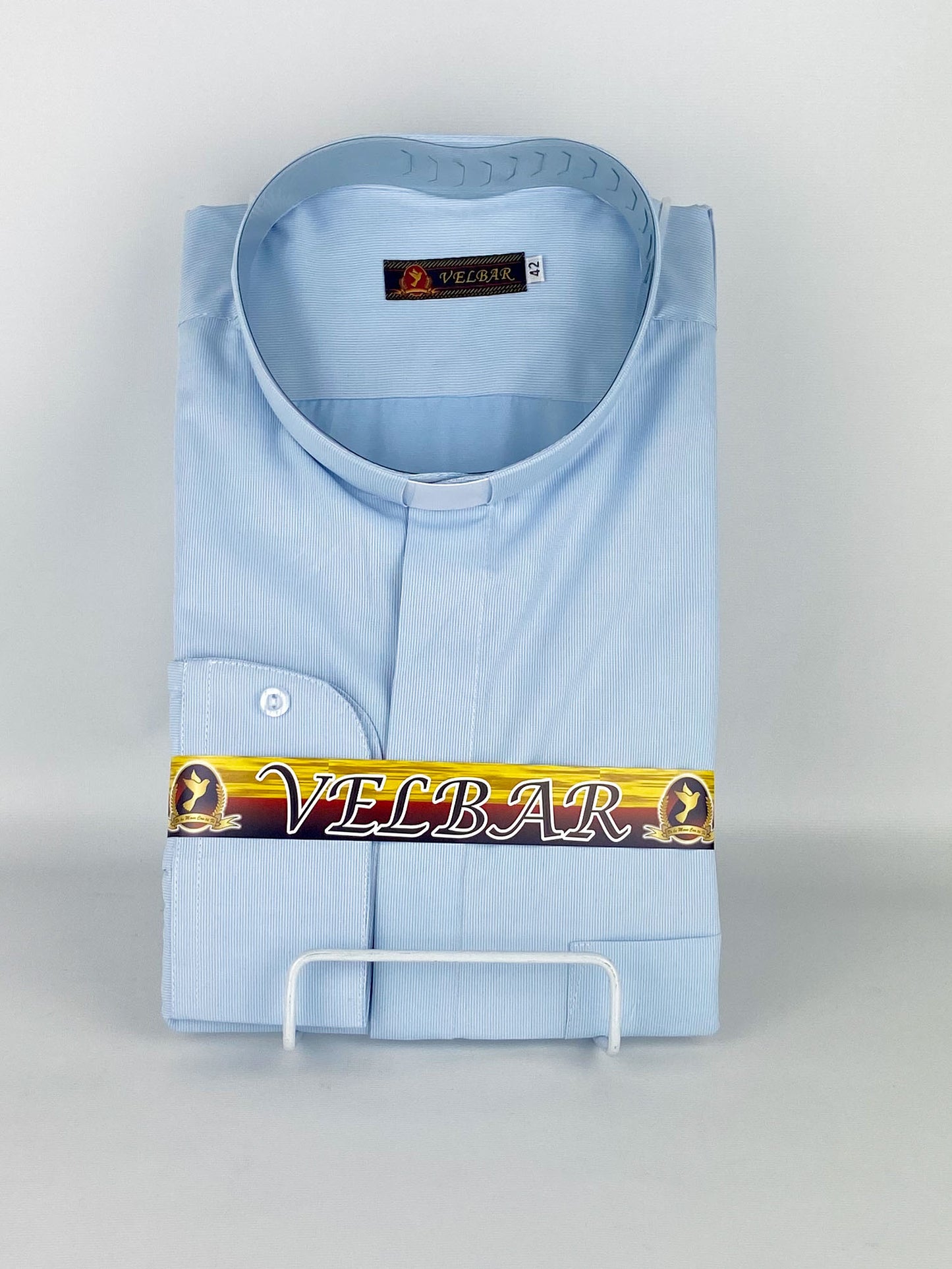 Camisa Clerical azul cielo texturizada