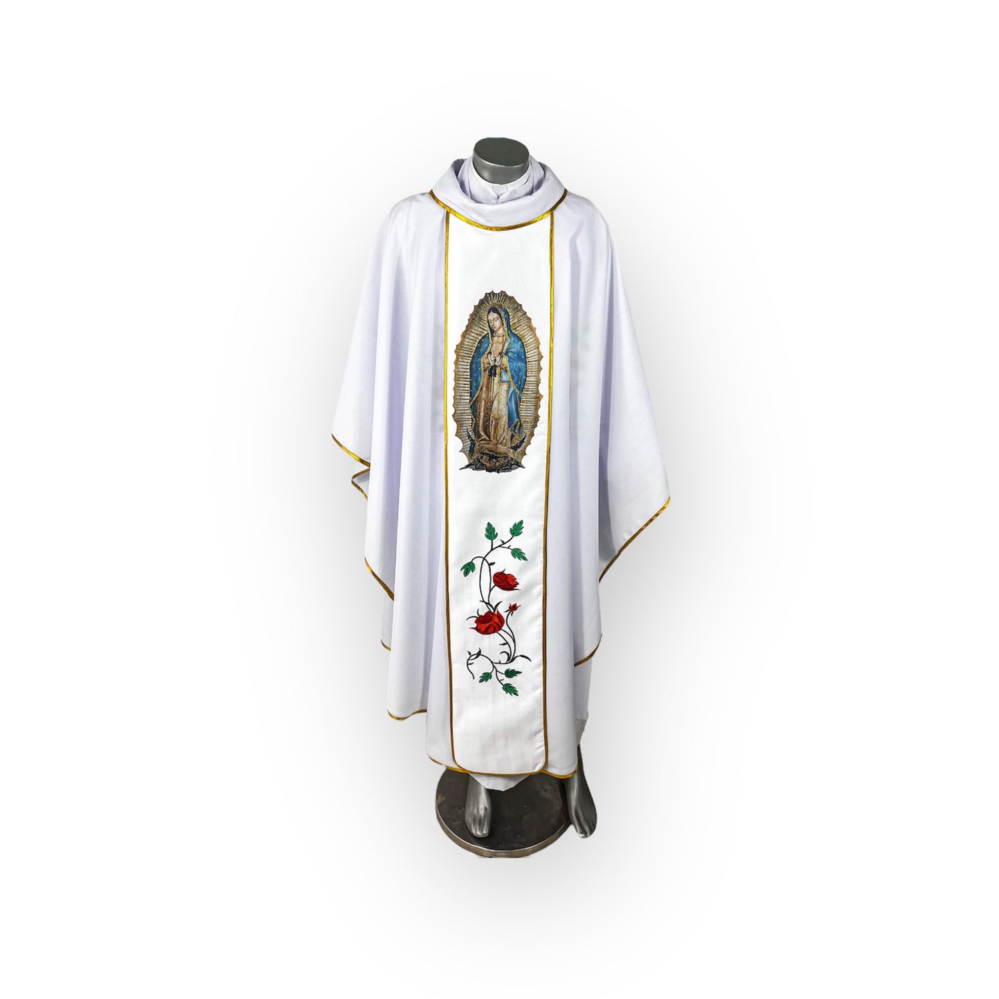 Casulla en lino especial, virgen de Guadalupe