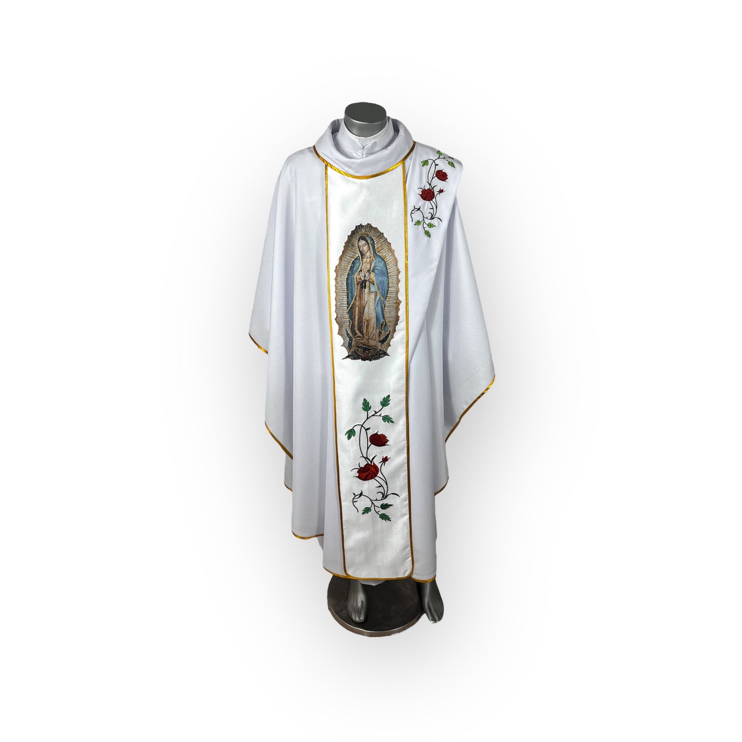 Casulla en lino especial, virgen de Guadalupe