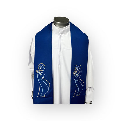Casulla lino mariana bordada, azul