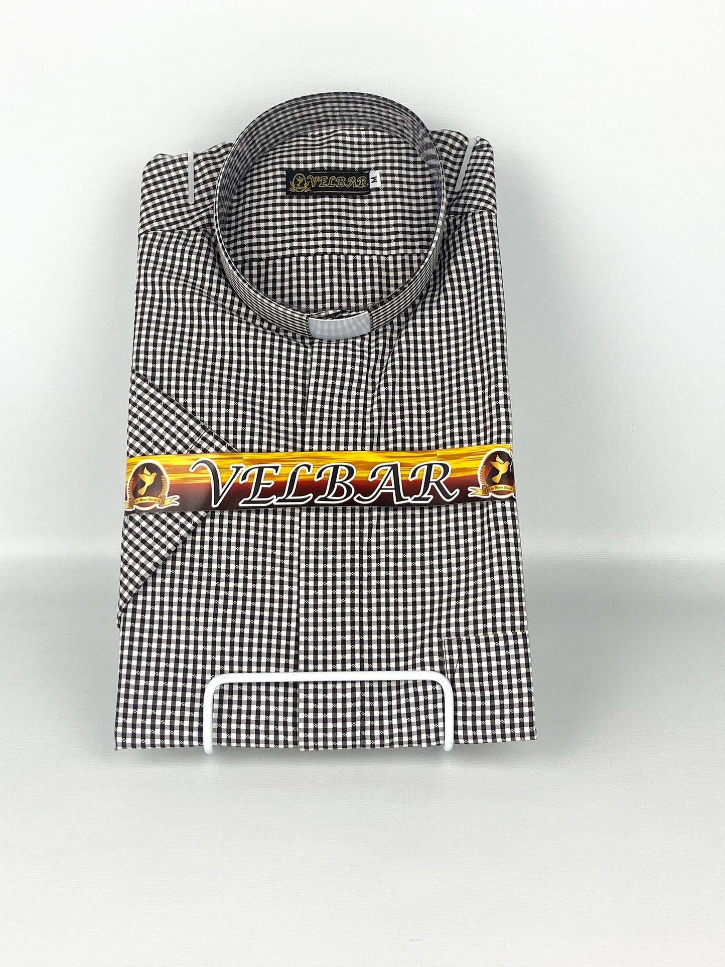 Camisa Clerical con cuadros negros