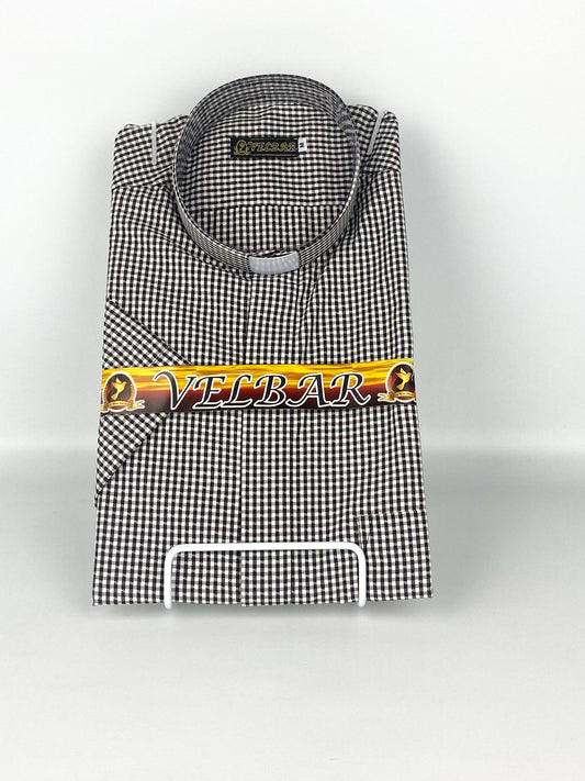Camisa Clerical con cuadros negros