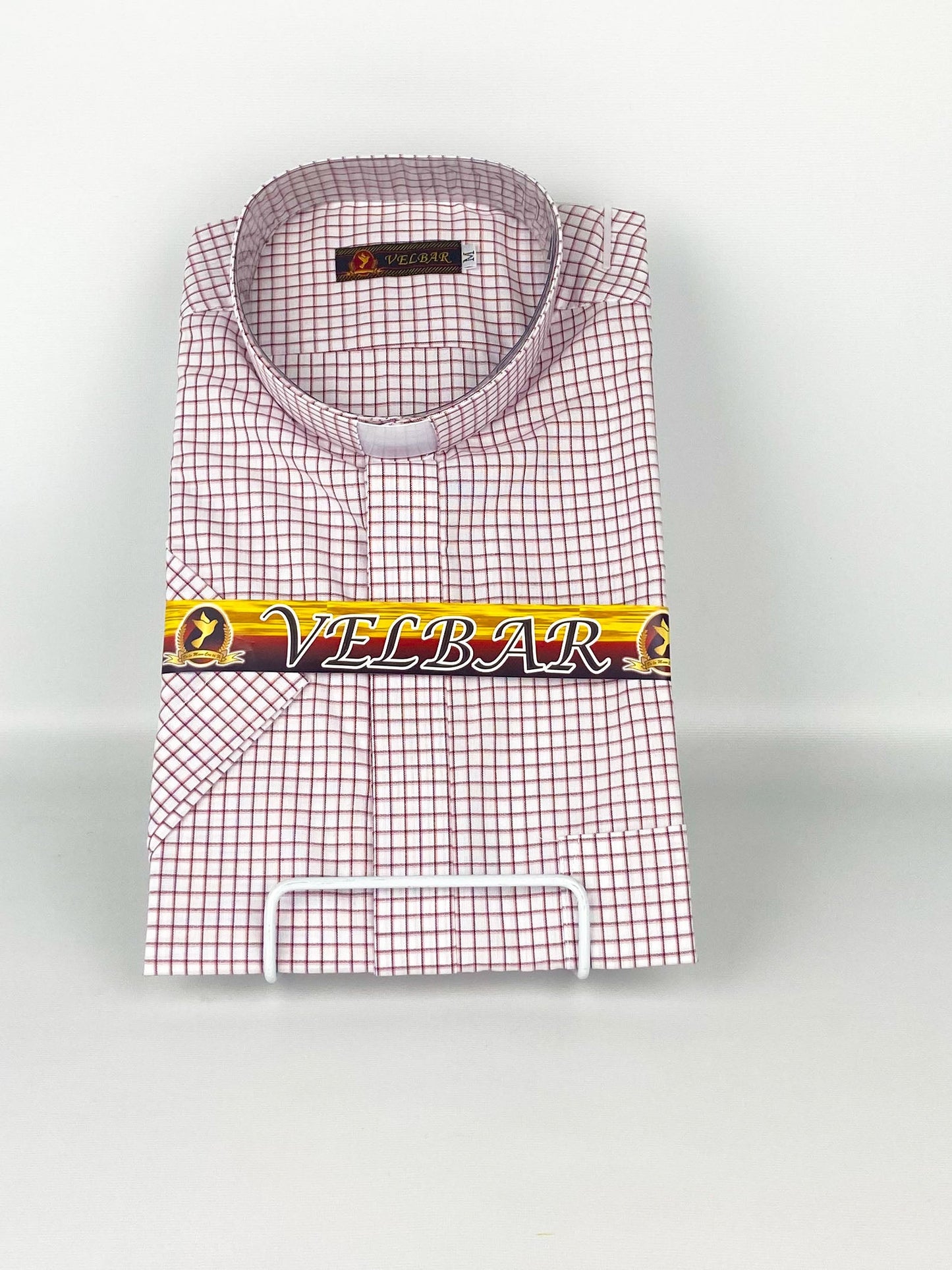 Camisa Clerical Cuadros Rojos