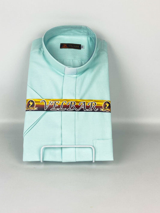 Camisa Clerical azul agua marino