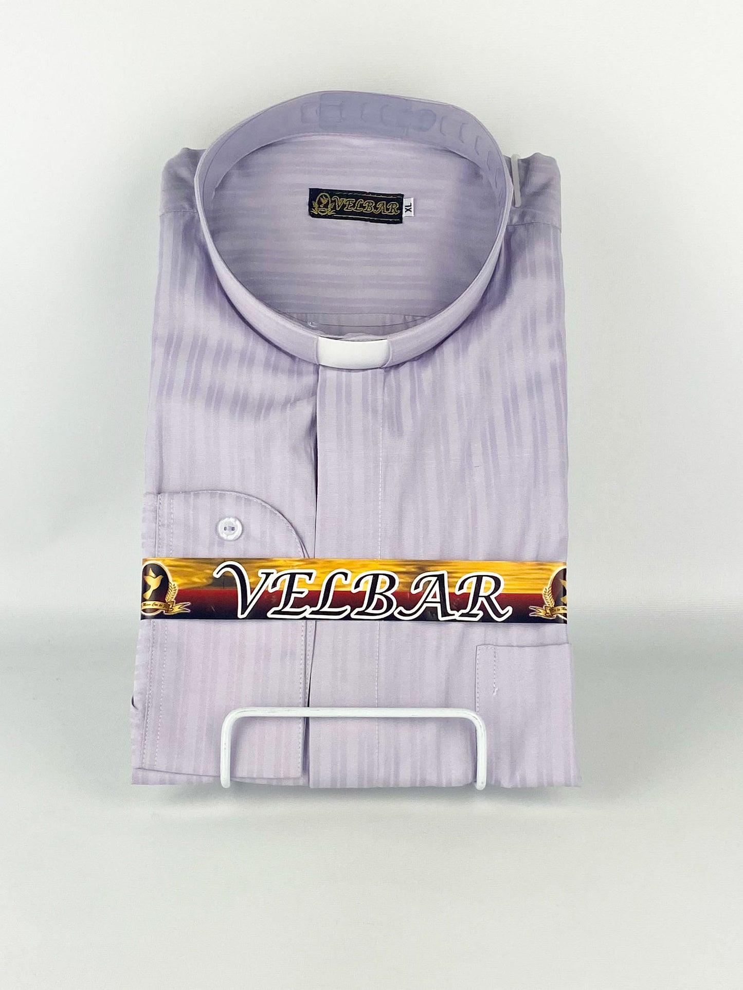 Camisa Clerical Lila con rayas